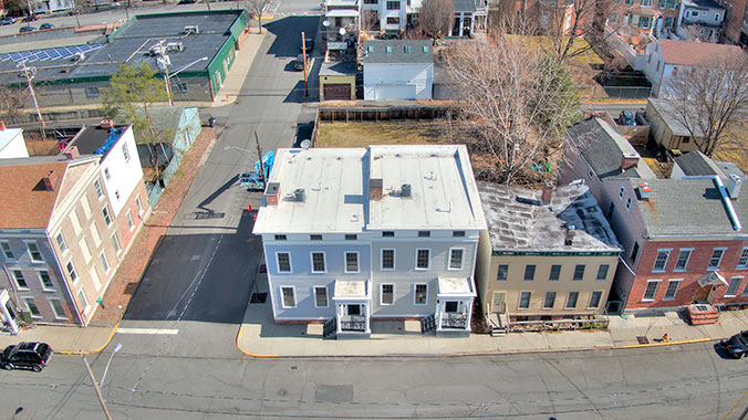 Aerial view of properties at Union Street and South First Street