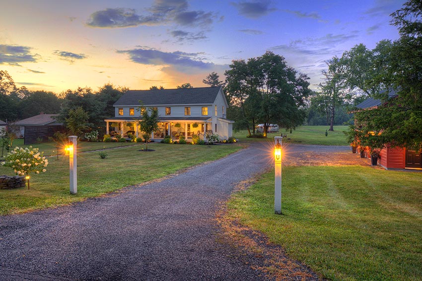 Exterior view of historic farmhouse at 1552 Route 23B in Leeds, NY