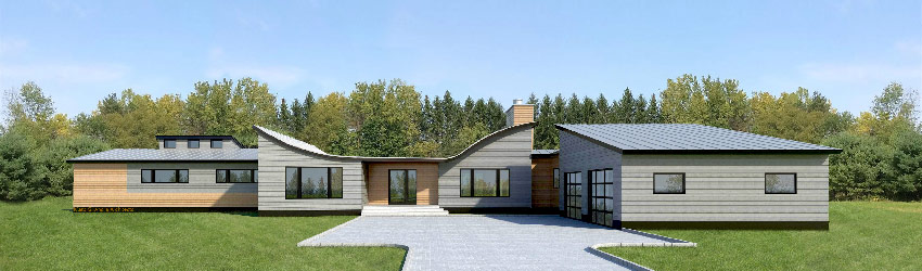 Exterior rendering of house to be built at 269 Murders Kill Road in Athens, New York