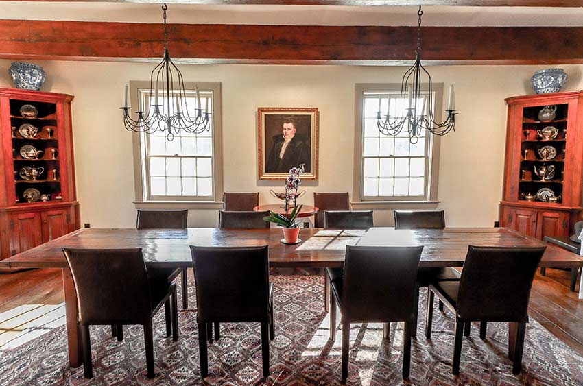 Dining room with table to accommodate a group of 12