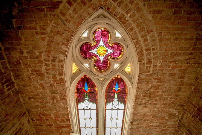 Another view of top of stained glass window