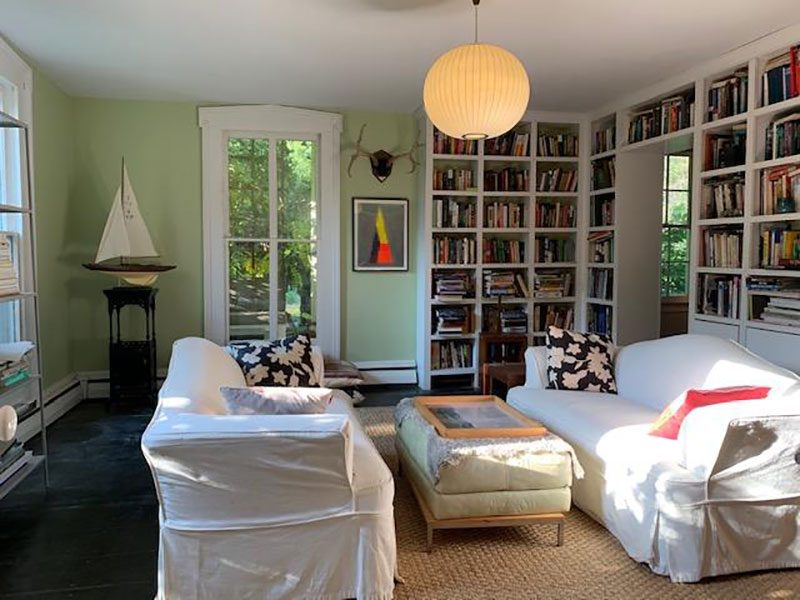 Reading room with built-in bookcases