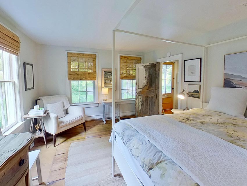 Master bedroom with hardwood floors