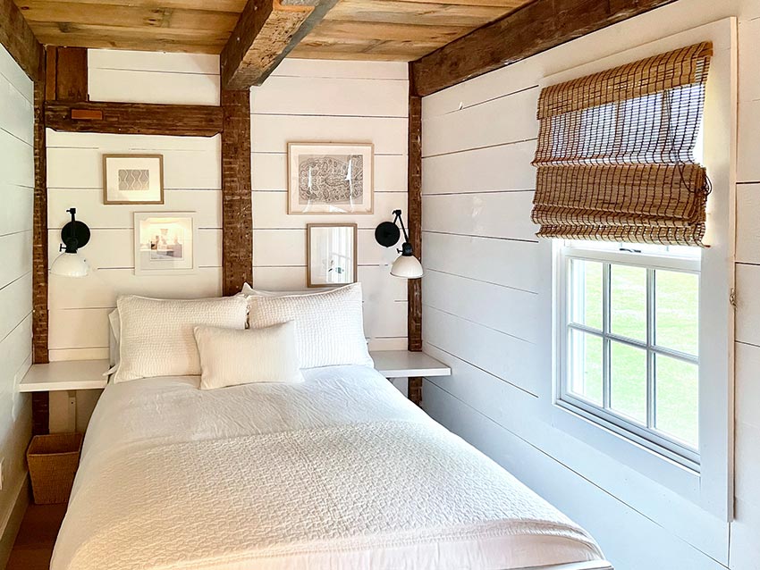 Small bedroom with rustic wood